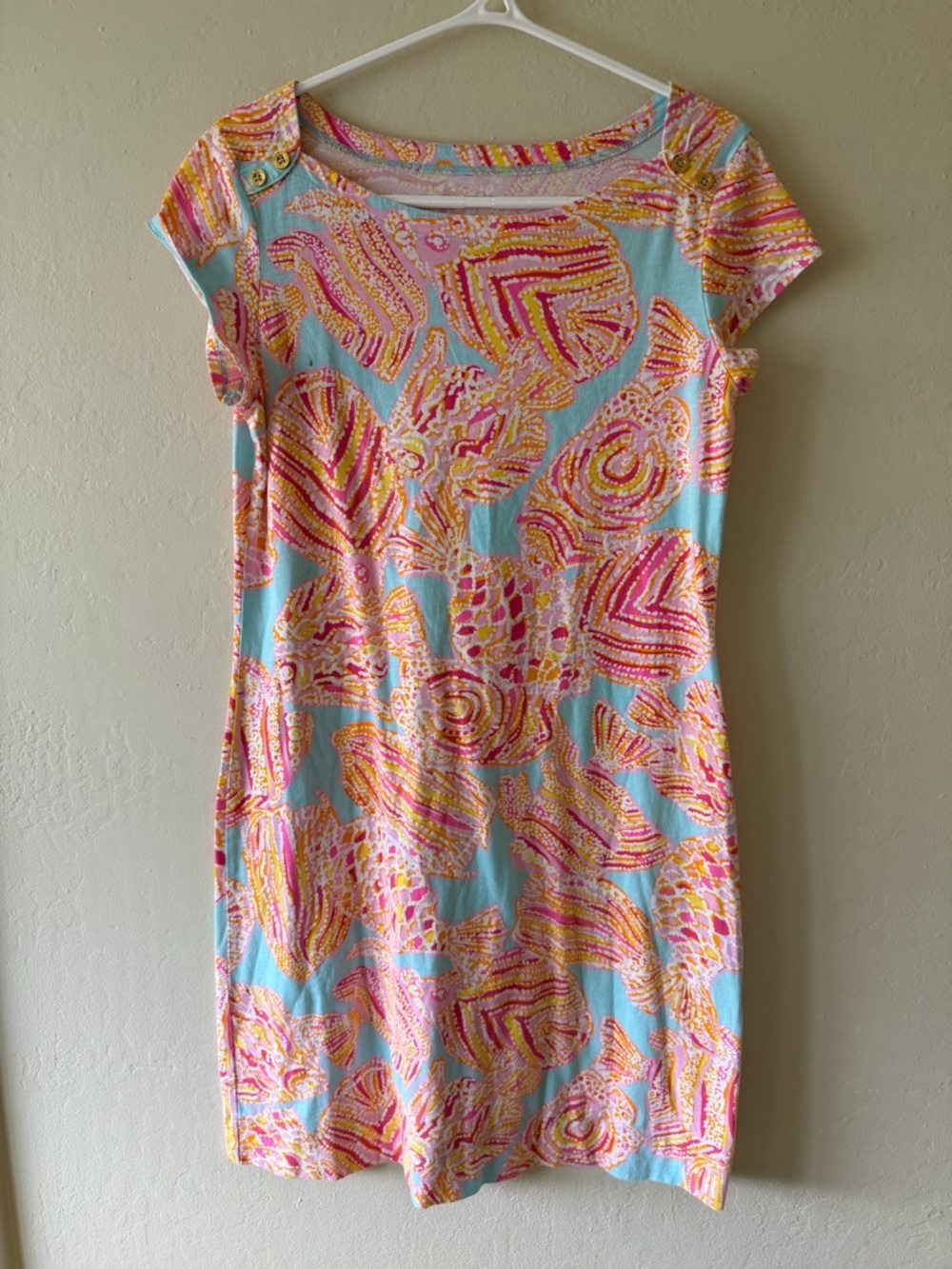 Lilly Pulitzer Loren Tini Bikini Breakwater Aqua Pink Yellow Printed Midi Dress